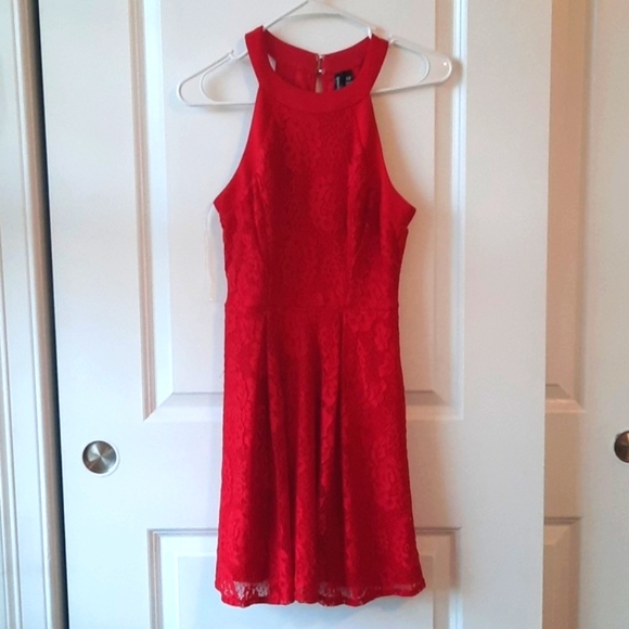 Juniors Sleeveless Red Lace Dress size XS - Picture 1 of 5